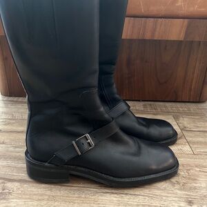 Gucci Black Leather Combat Boots